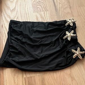 SHEIN Black Swim Sarong with Gold Starfish Accents